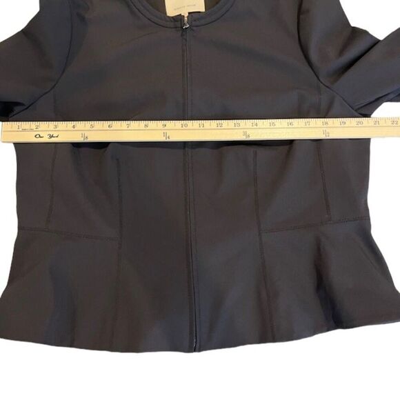 Rebecca Taylor Ava Peplum Jacket Zipper Front Scuba Black Size 14 - Picture 10 of 13